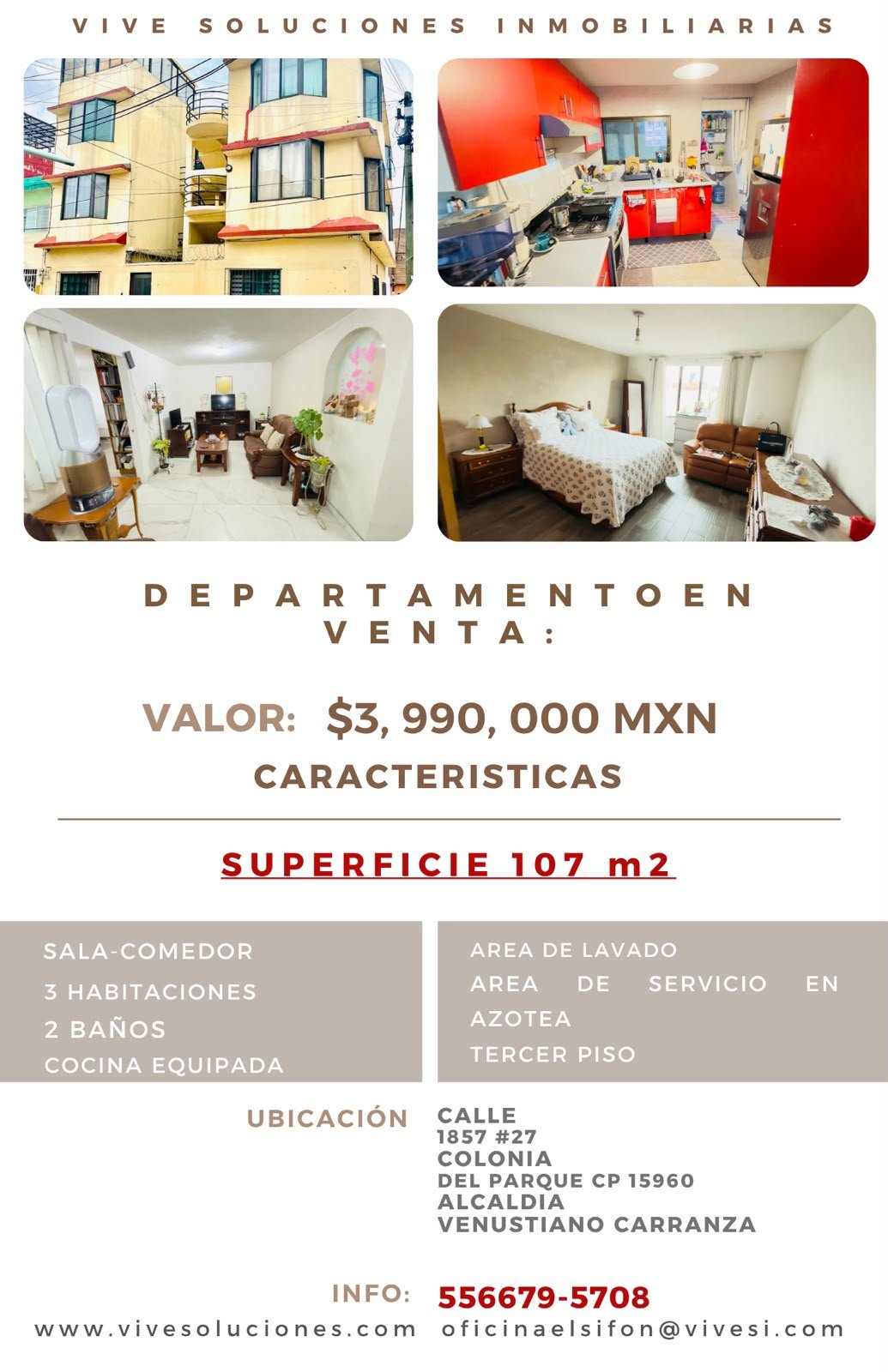 Departamento en venta de 107 m² en colonia Del Parque, Venustiano Carranza, CDMX